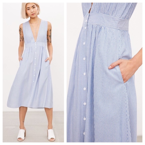 Urban Outfitters Dresses & Skirts - [UO] Kimchi Blue Plunging Button-Down Midi Dress